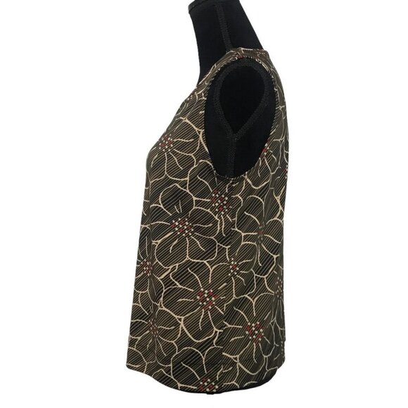 George Floral Sleeveless Top in Brown/Tan - Size Large - Picture 2 of 5